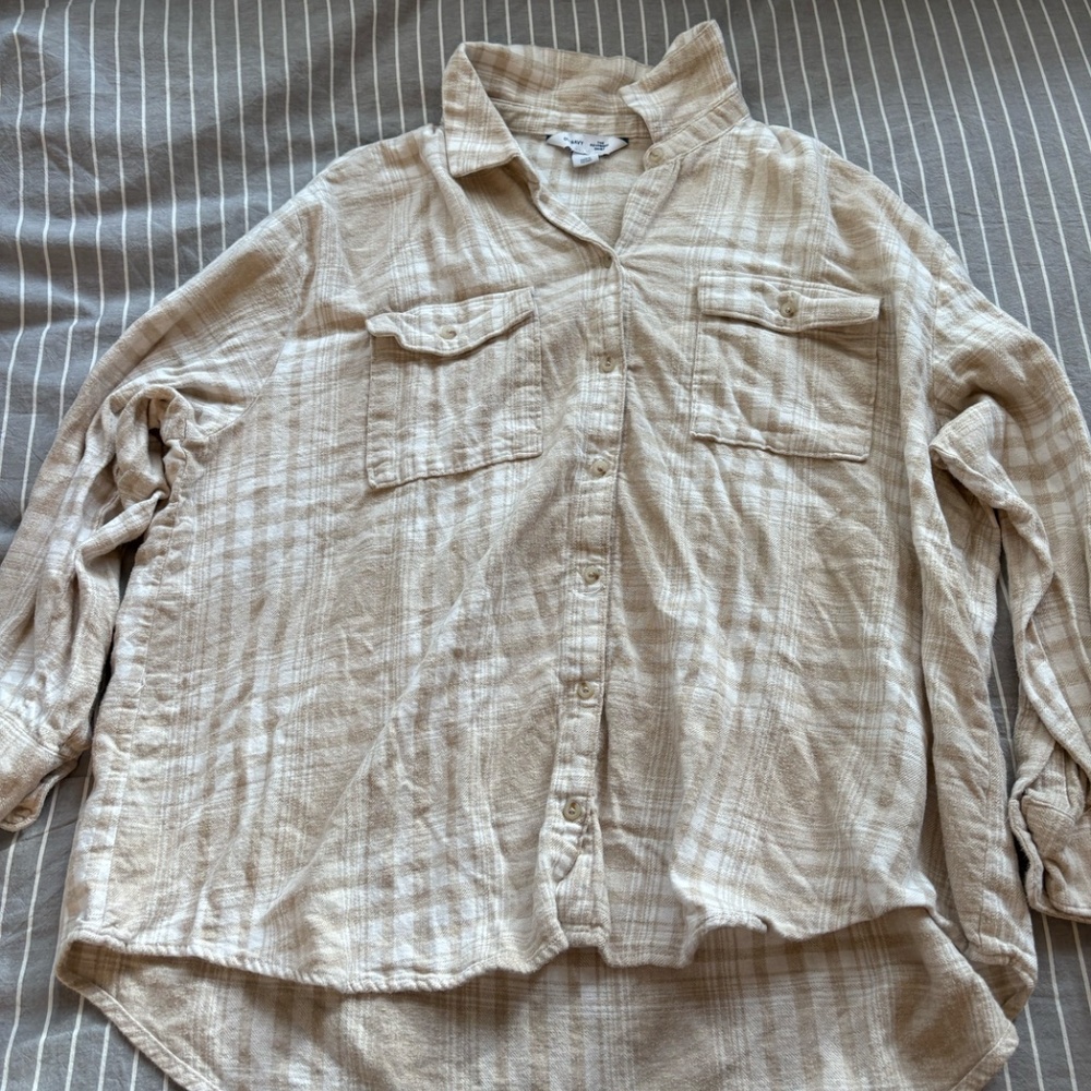 Women's Size XL Tan and White Old Navy Flannel